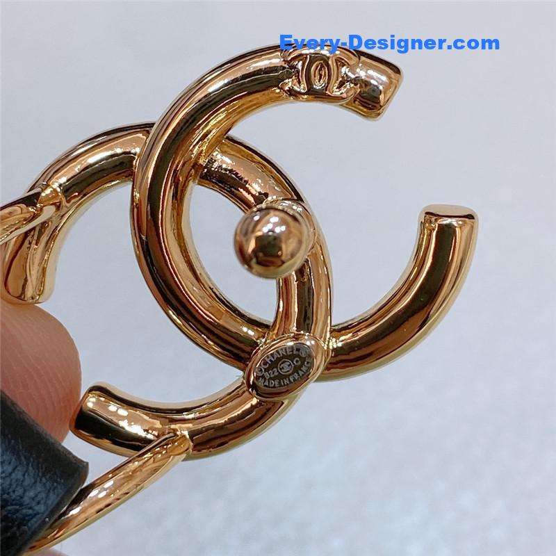 Ch**el brass gold-tone metal calfskin belt