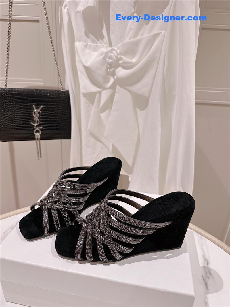 Steel Diamond Wedge Slippers