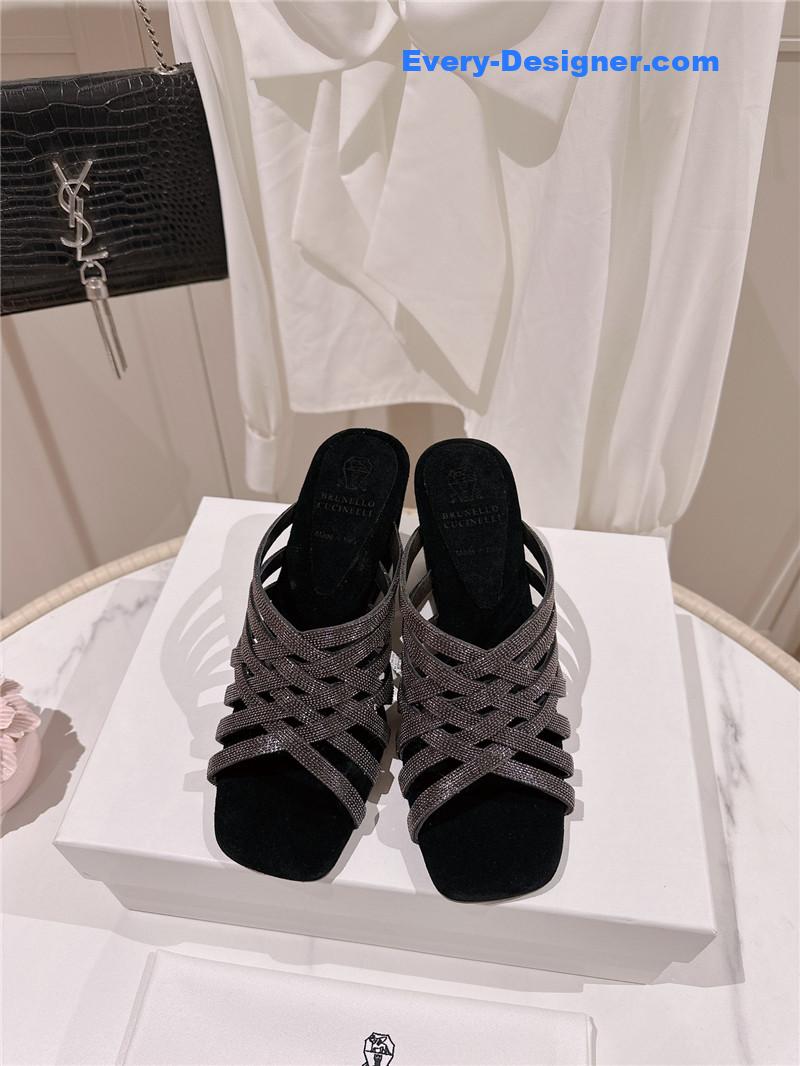 steel D1am0nd wedge slippers