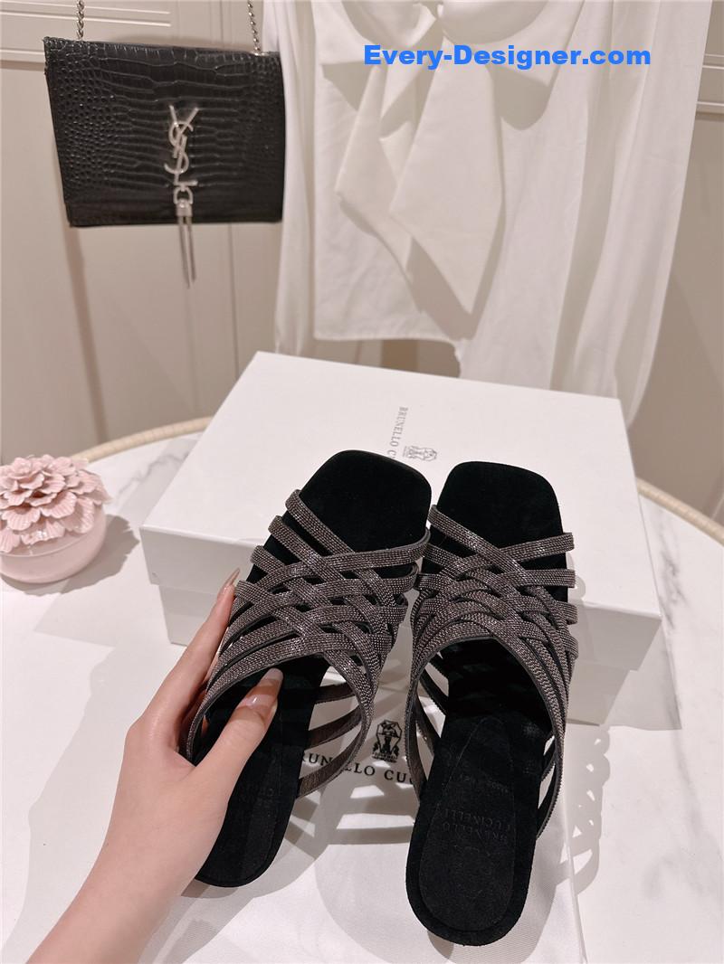 steel D1am0nd wedge slippers