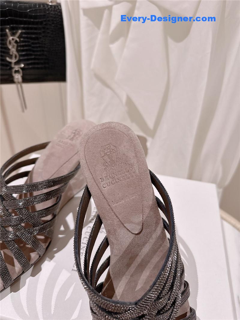 steel D1am0nd wedge slippers