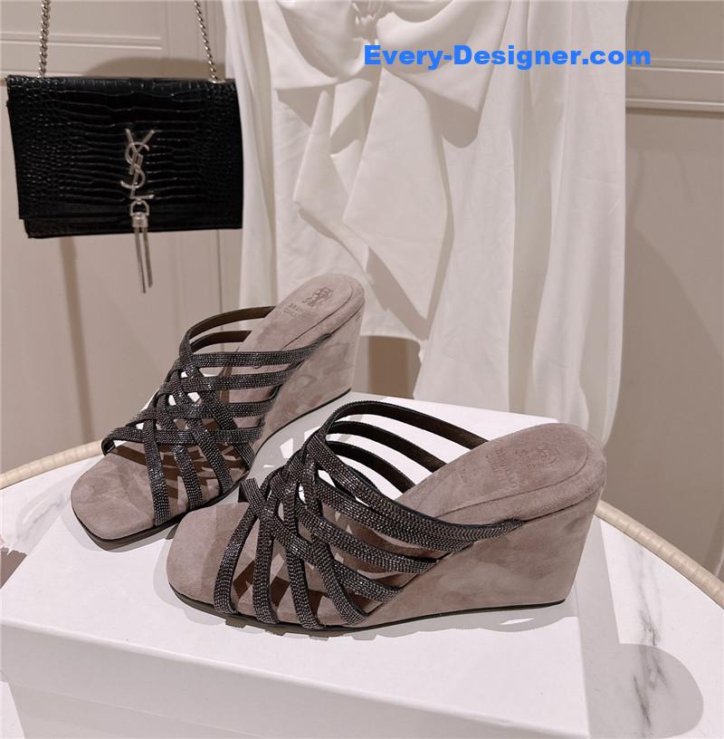 Steel Diamond Wedge Slippers