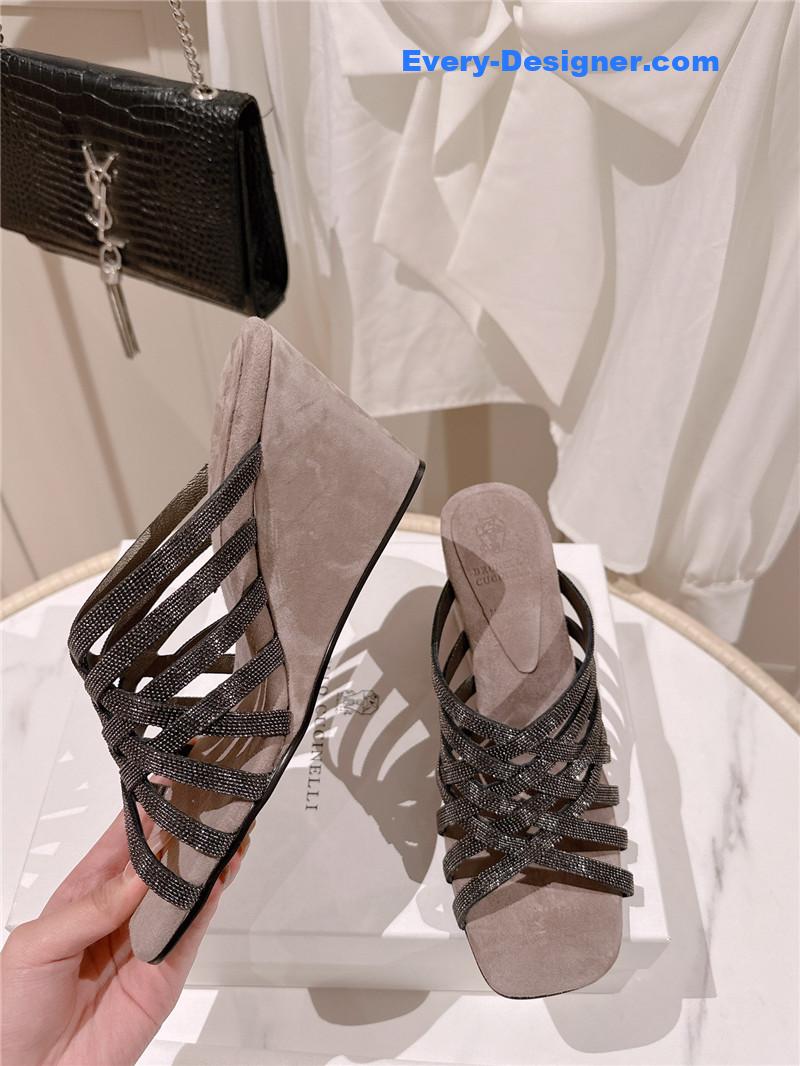 steel D1am0nd wedge slippers