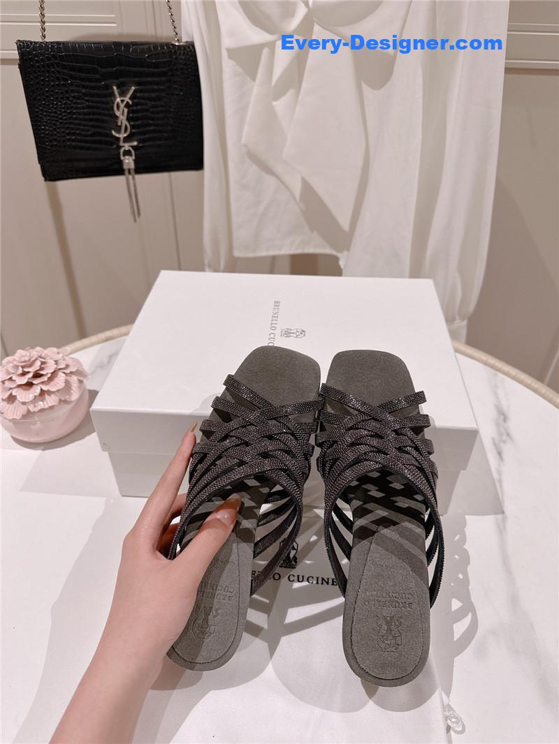 steel D1am0nd wedge slippers