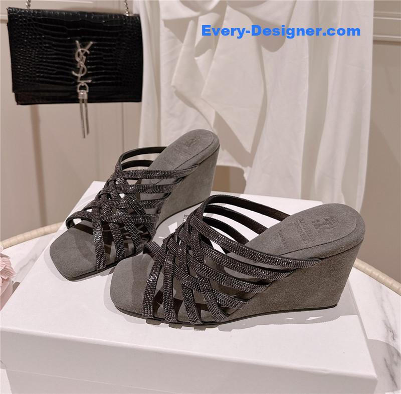 Steel Diamond Wedge Slippers