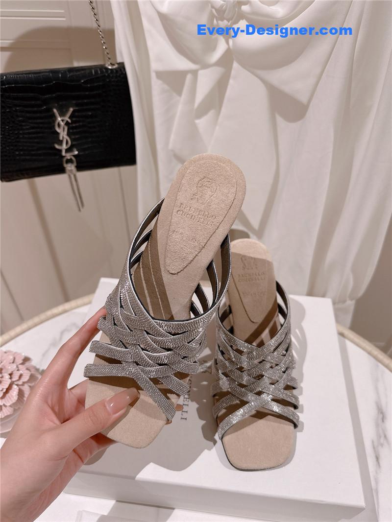 steel D1am0nd wedge slippers