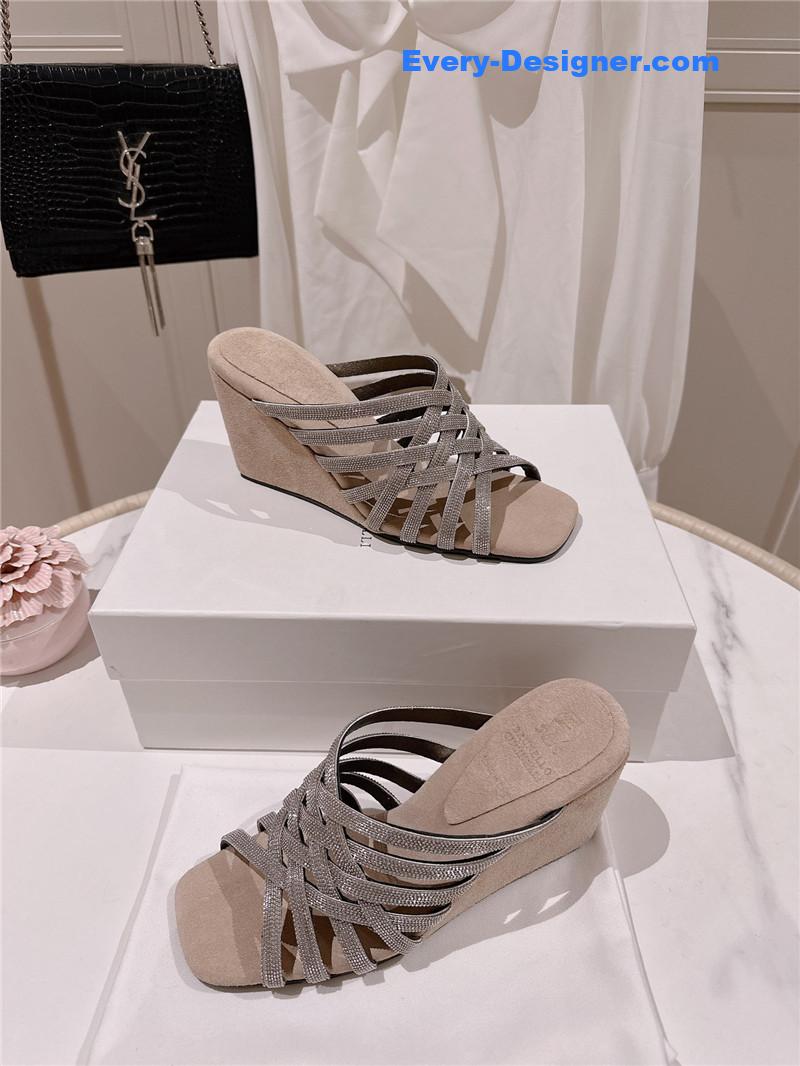 steel D1am0nd wedge slippers