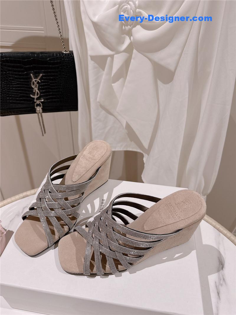 Steel Diamond Wedge Slippers