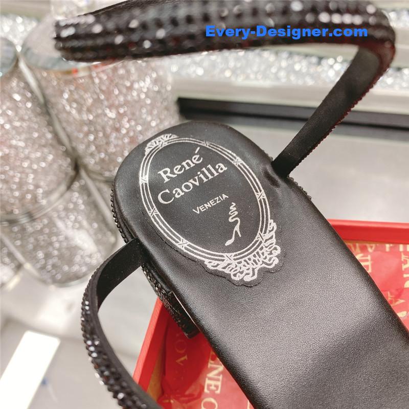 rene caovilla snake crystal chunky heel sandals