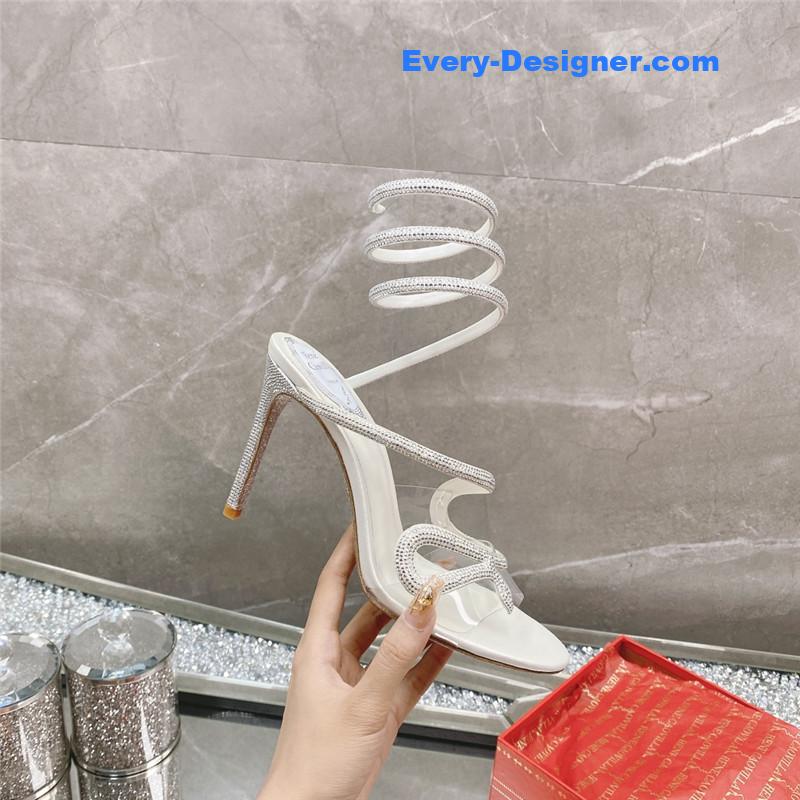 rene caovilla snake crystal high heel sandals