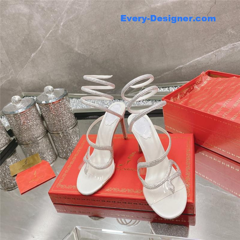 rene caovilla snake crystal high heel sandals