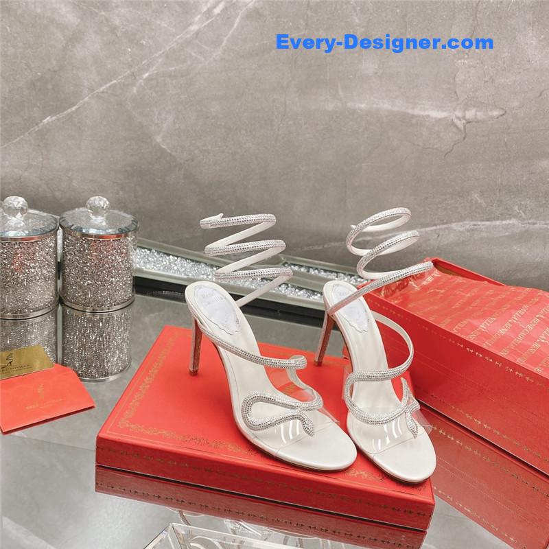 rene caovilla snake crystal high heel sandals
