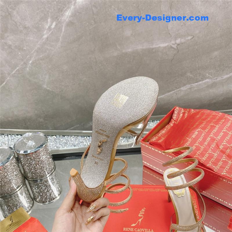 rene caovilla snake crystal high heel sandals