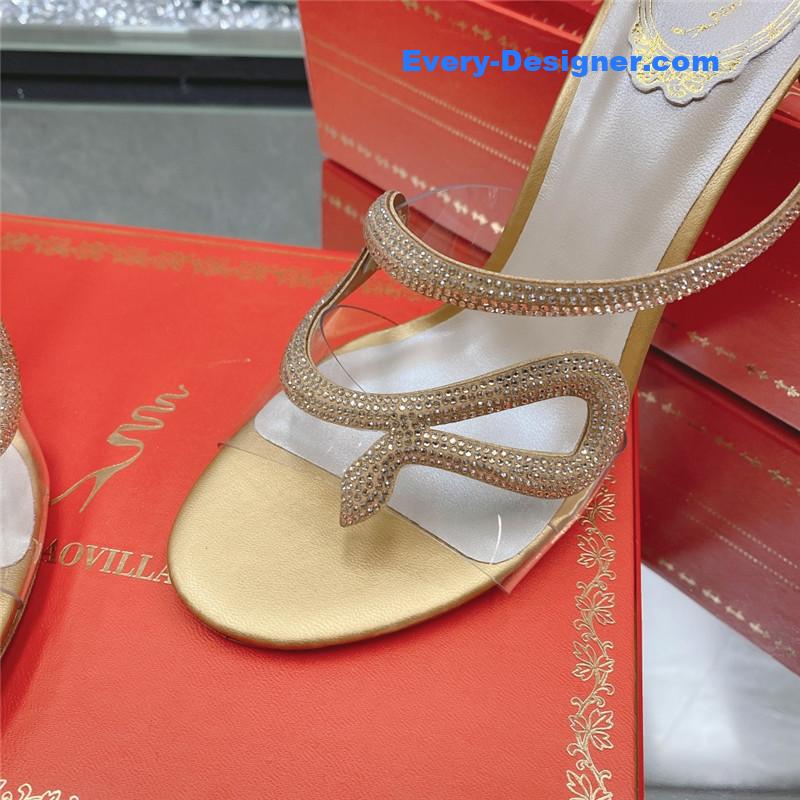 rene caovilla snake crystal high heel sandals