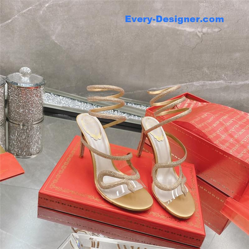 rene caovilla snake crystal high heel sandals