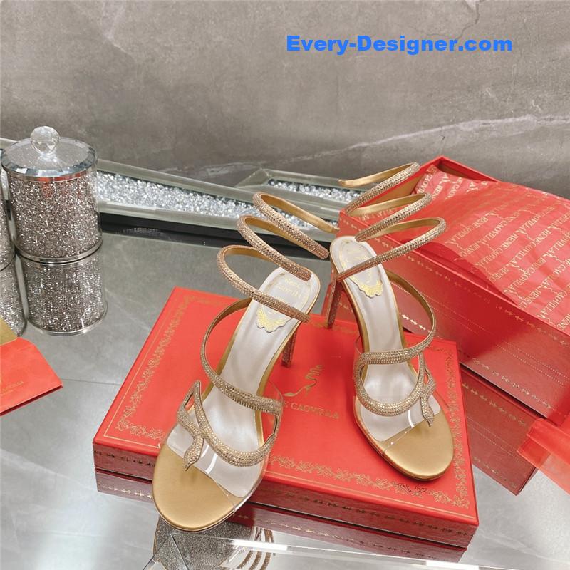 rene caovilla snake crystal high heel sandals