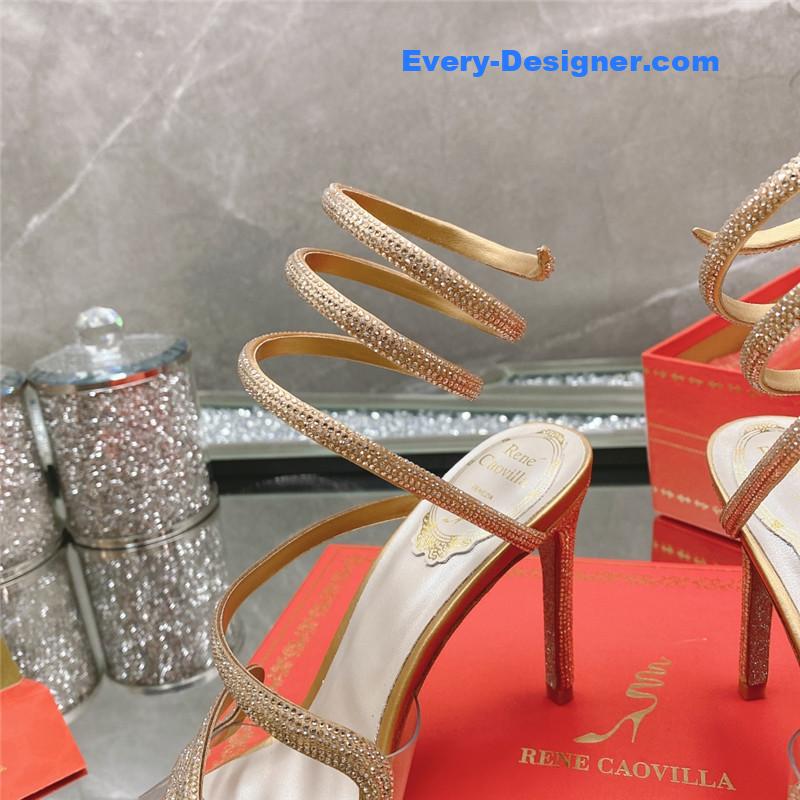 rene caovilla snake crystal high heel sandals