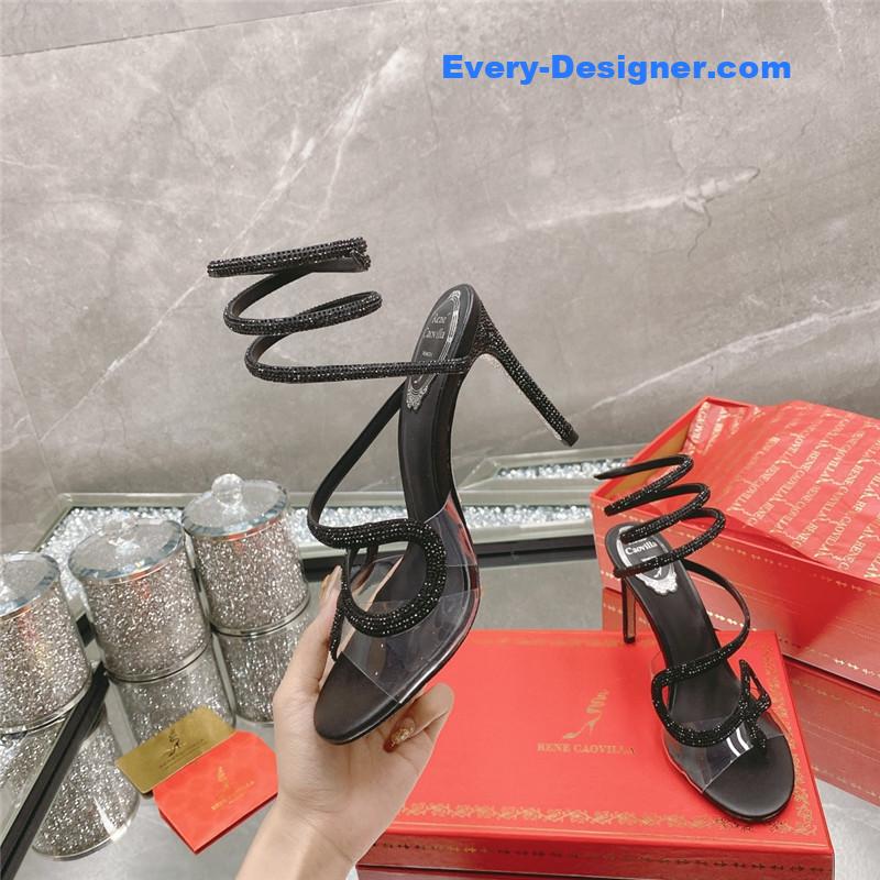 rene caovilla snake crystal high heel sandals