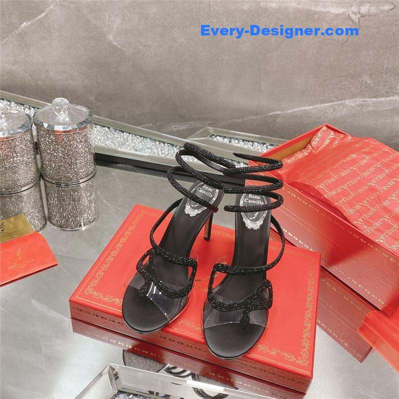 rene caovilla snake crystal high heel sandals