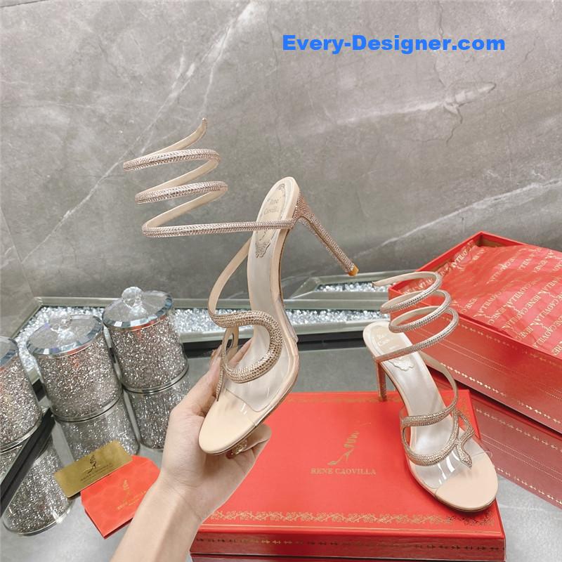 rene caovilla snake crystal high heel sandals
