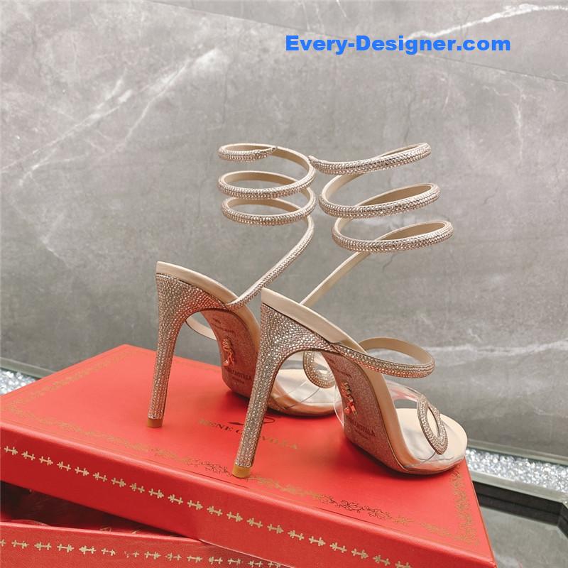 rene caovilla snake crystal high heel sandals