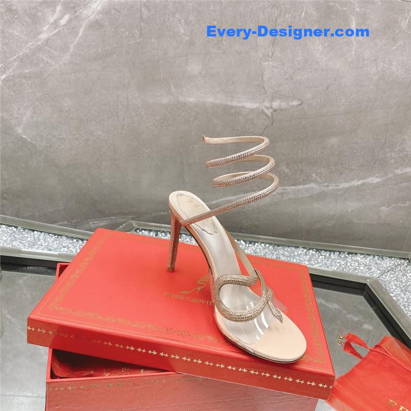 rene caovilla snake crystal high heel sandals