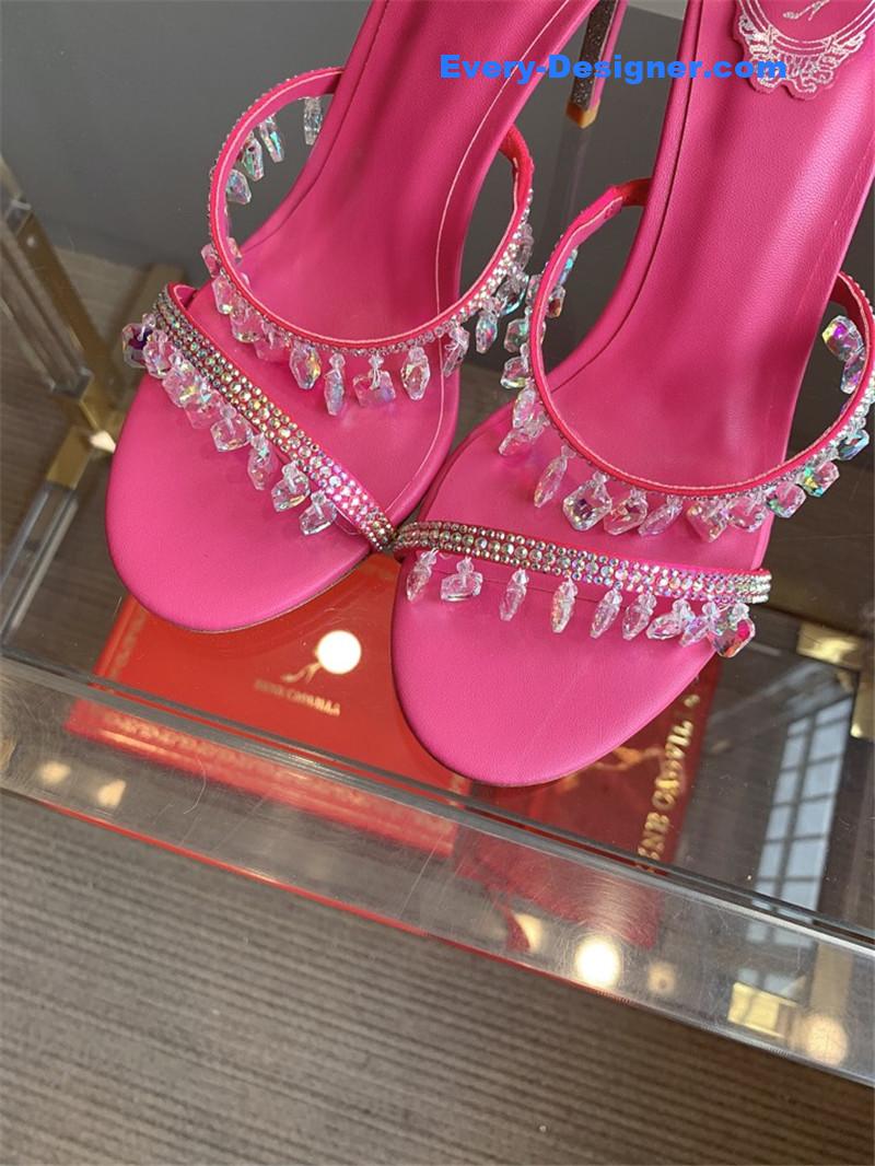 rene caovilla crystal pendant heeled sandals