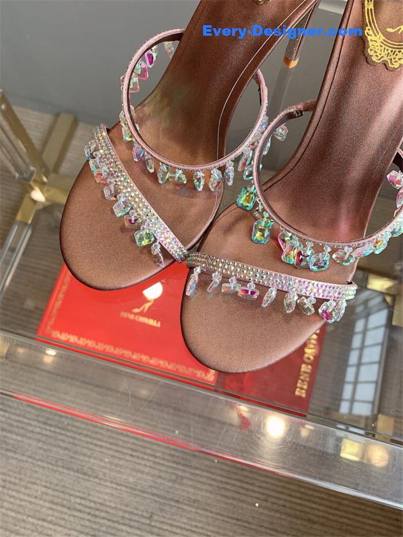 rene caovilla crystal pendant heeled sandals