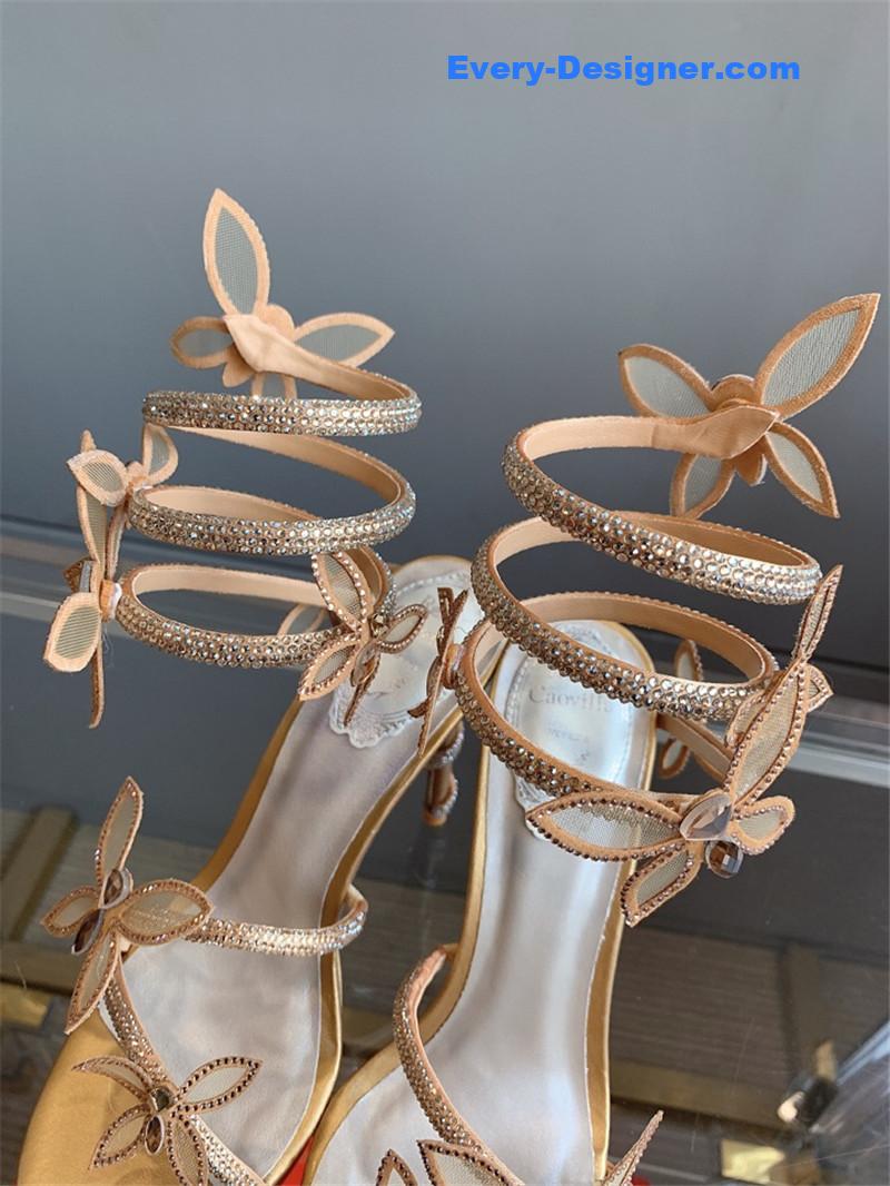 rene caovilla crystal butterfly high heel sandals