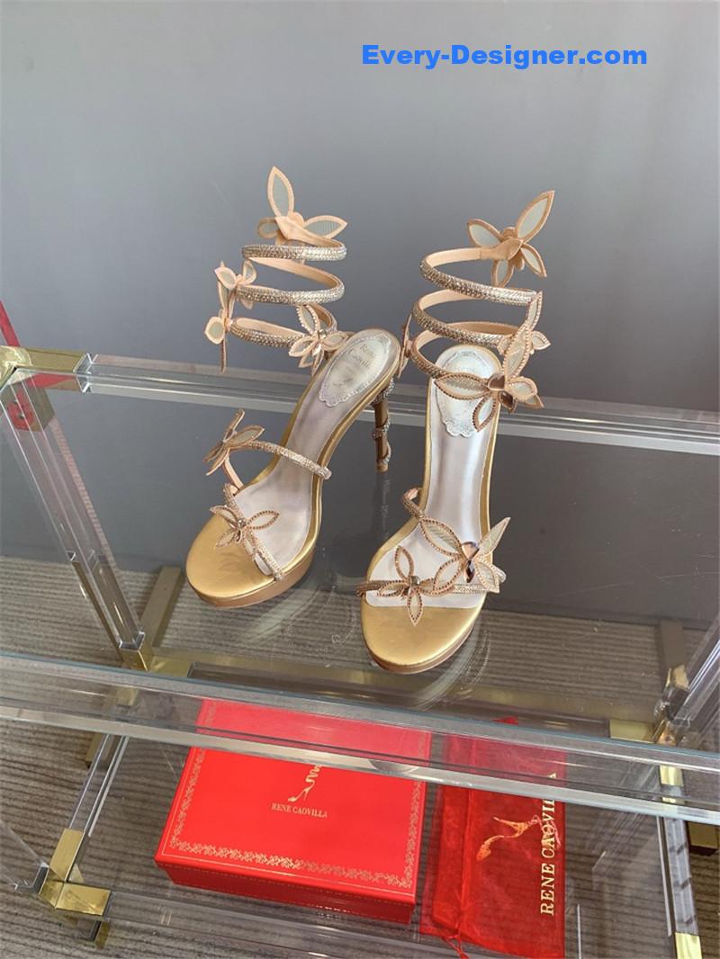 rene caovilla crystal butterfly high heel sandals