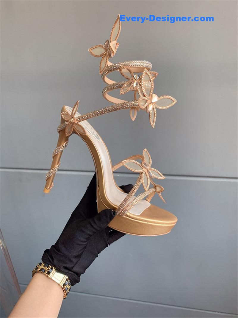rene caovilla crystal butterfly high heel sandals