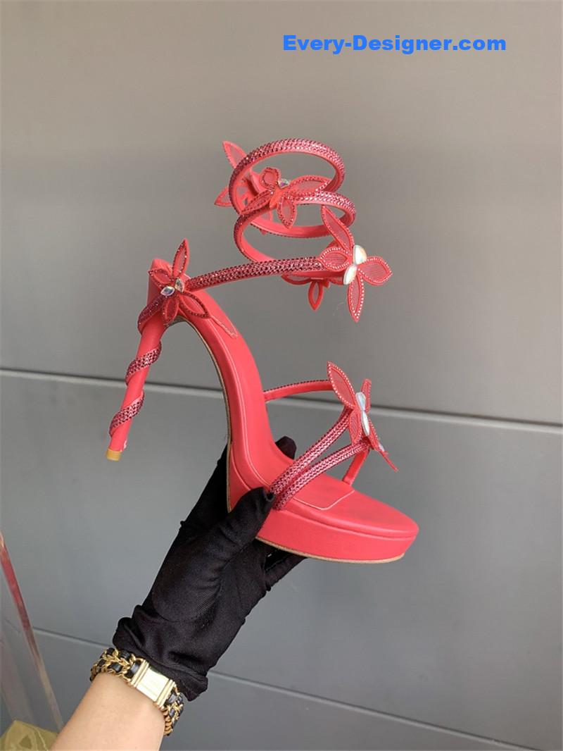 rene caovilla crystal butterfly high heel sandals