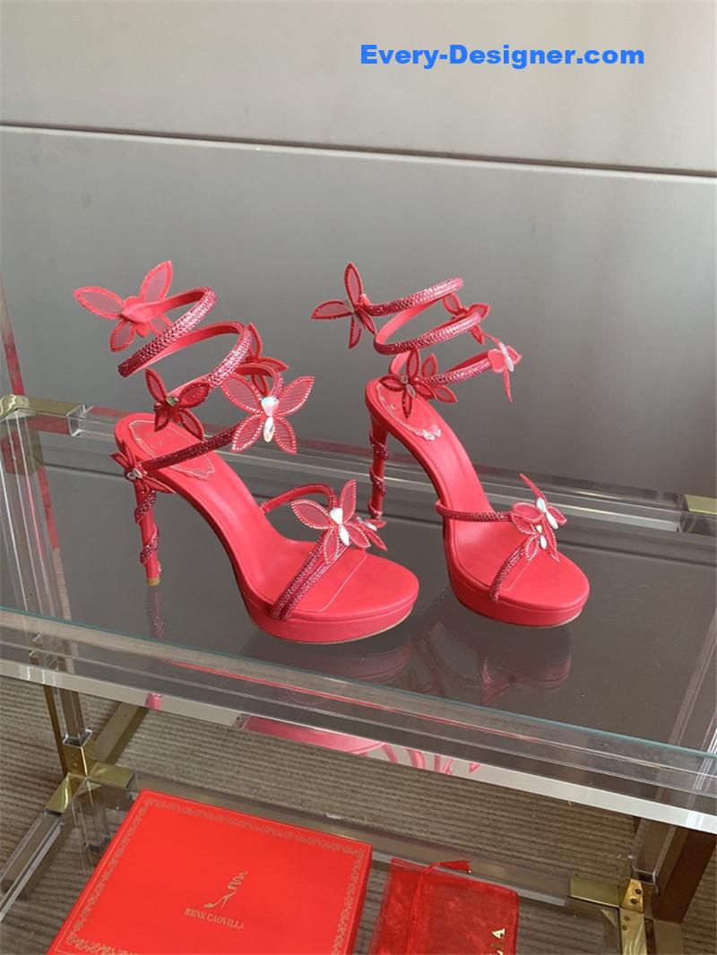 rene caovilla crystal butterfly high heel sandals