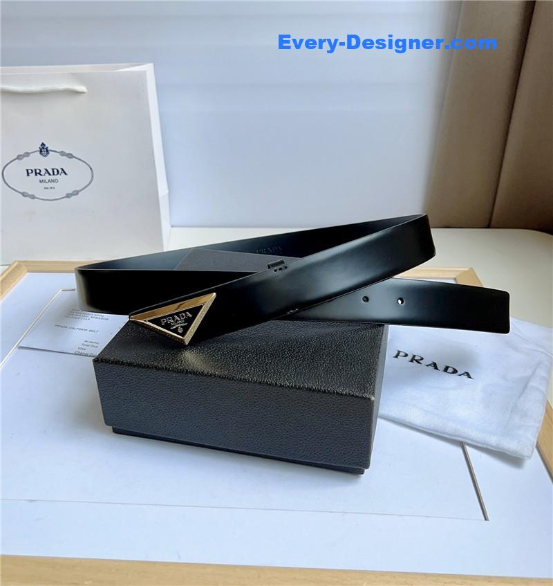 prada enamelled metal triangle logo belt