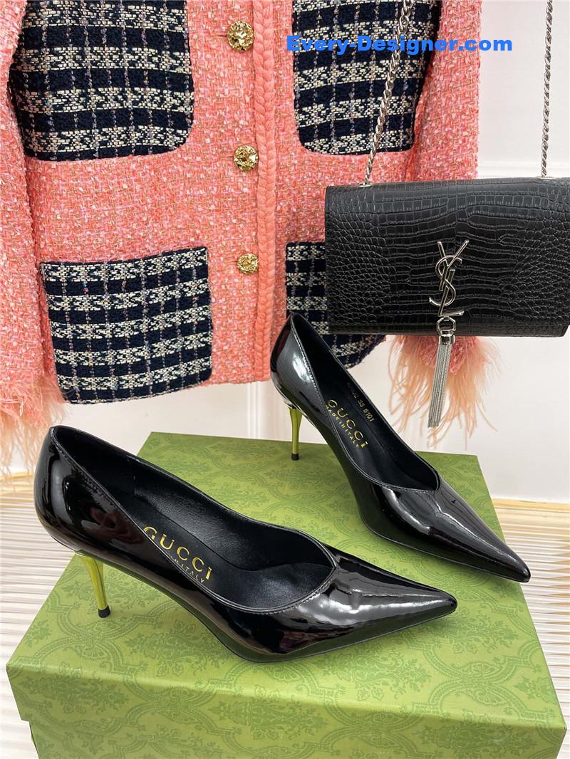 Gucci metal heel pointed high heels