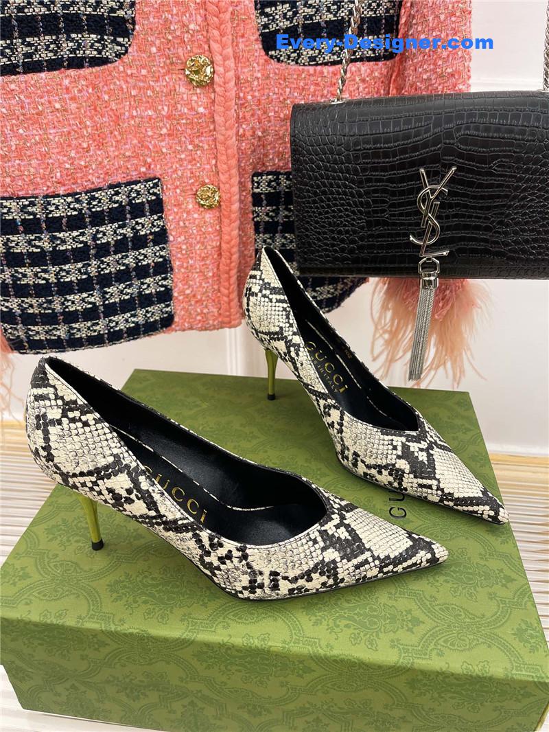 Gucci metal heel pointed high heels