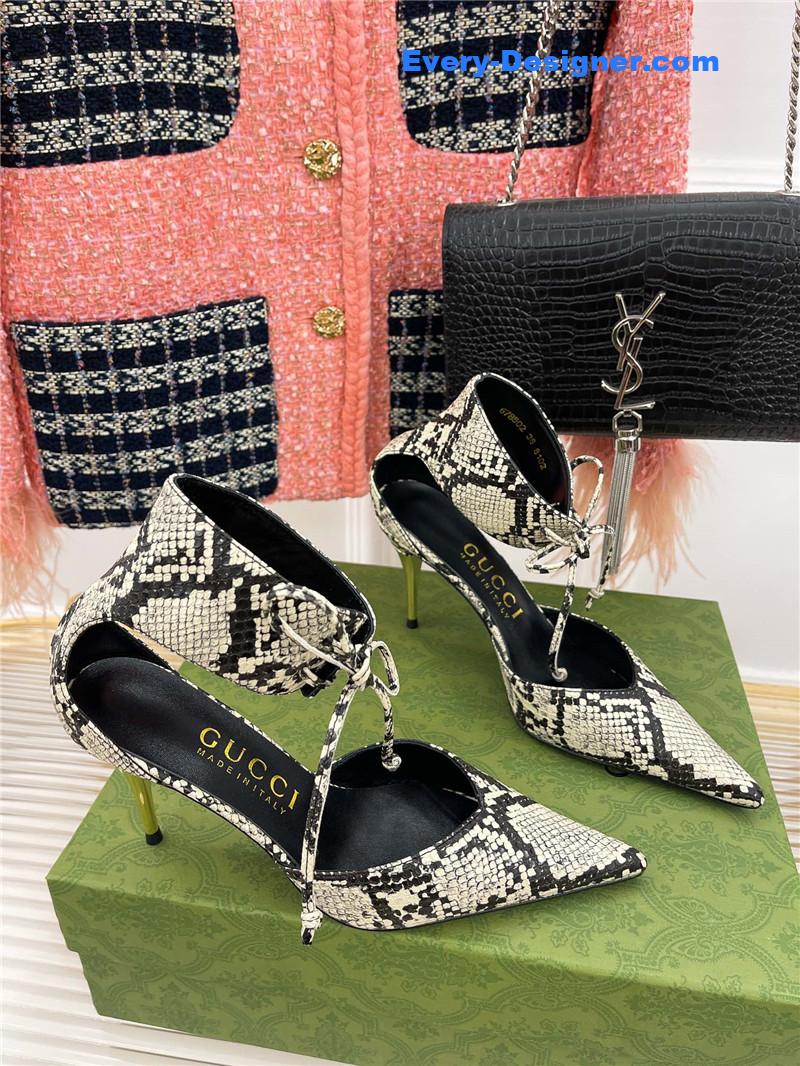 Gucci metal heel pointed sandals