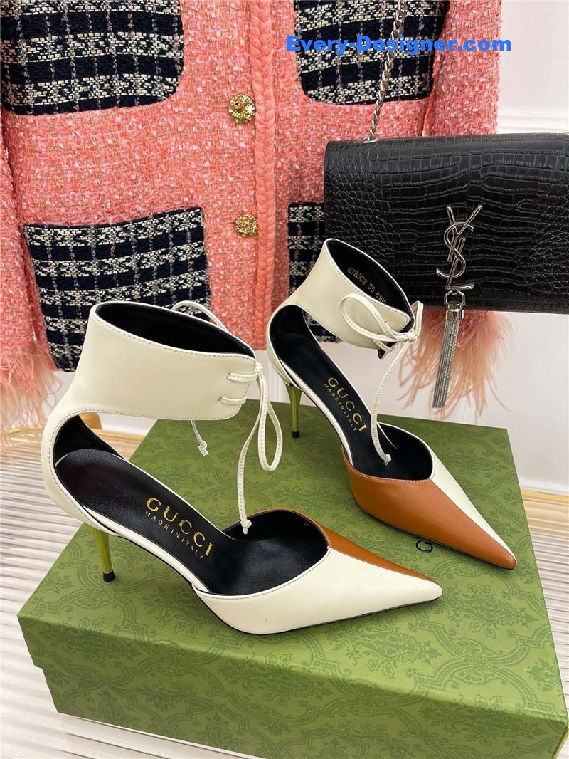 Gucci metal heel pointed sandals