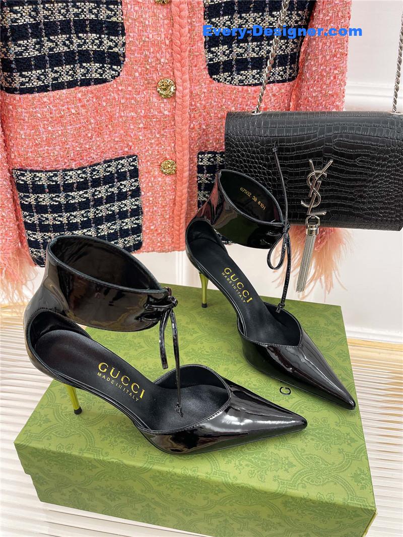 Gucci metal heel pointed sandals