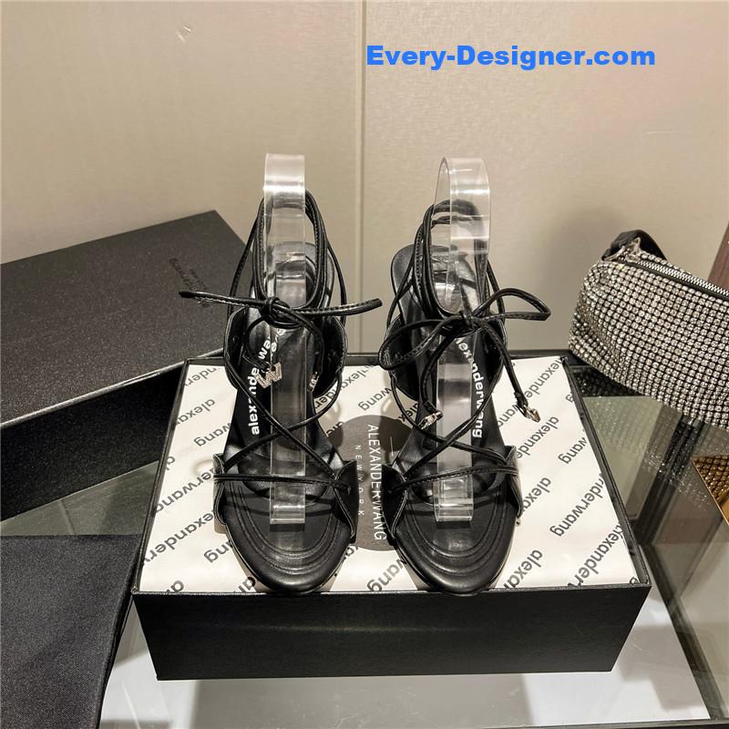 alexander wang metal rhinestone buckle sandals