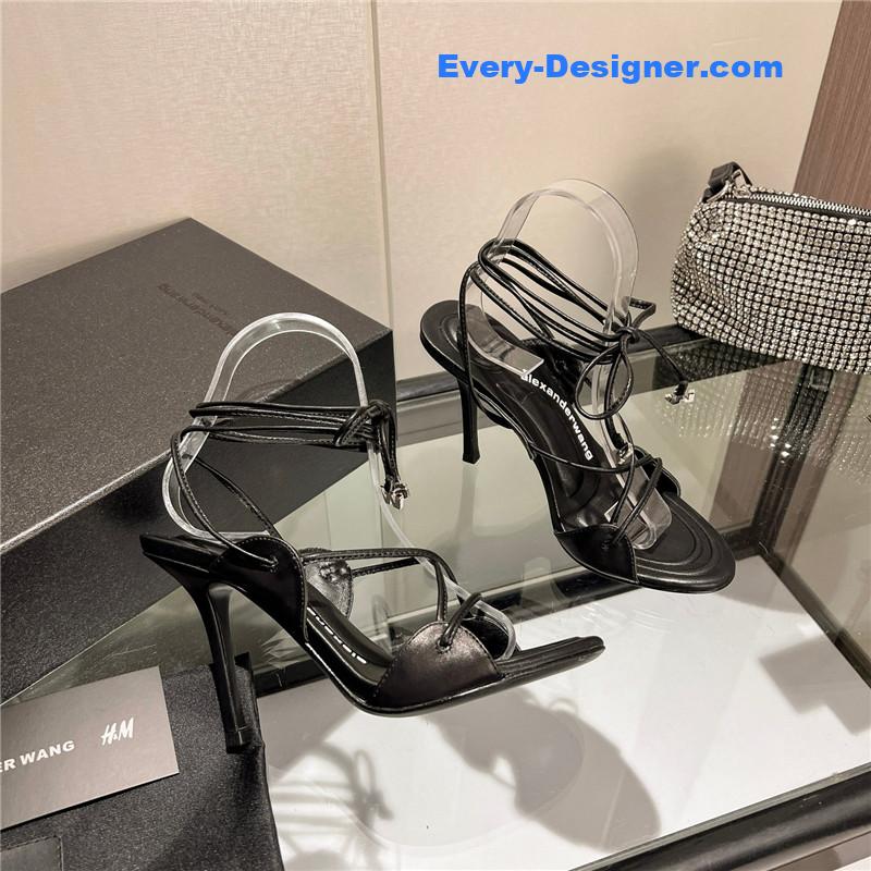alexander wang metal rhinestone buckle sandals
