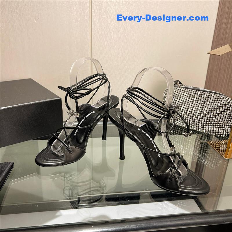 alexander wang metal rhinestone buckle sandals