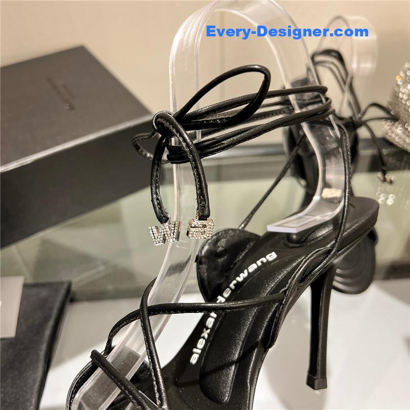 alexander wang metal rhinestone buckle sandals