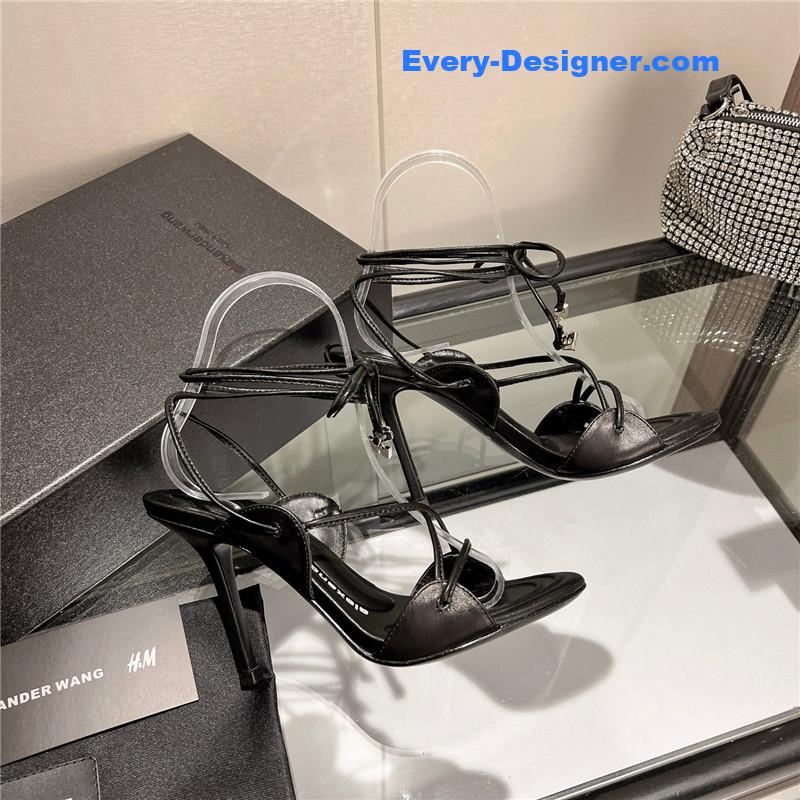 alexander wang metal rhinestone buckle sandals
