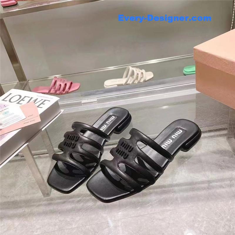 miumiu flat lambskin sandal slippers