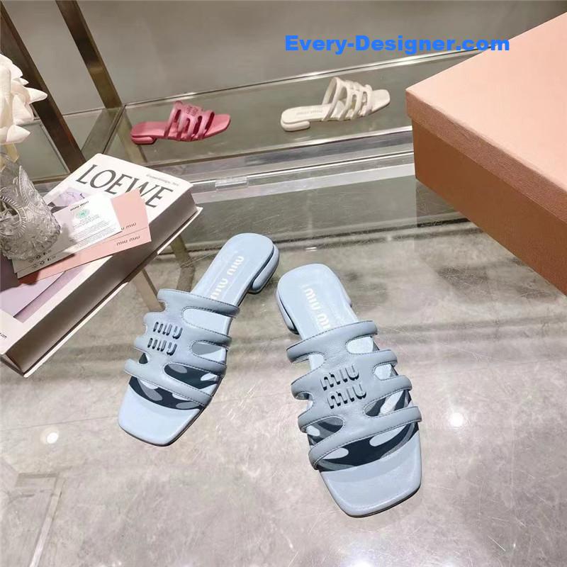 miumiu flat lambskin sandal slippers