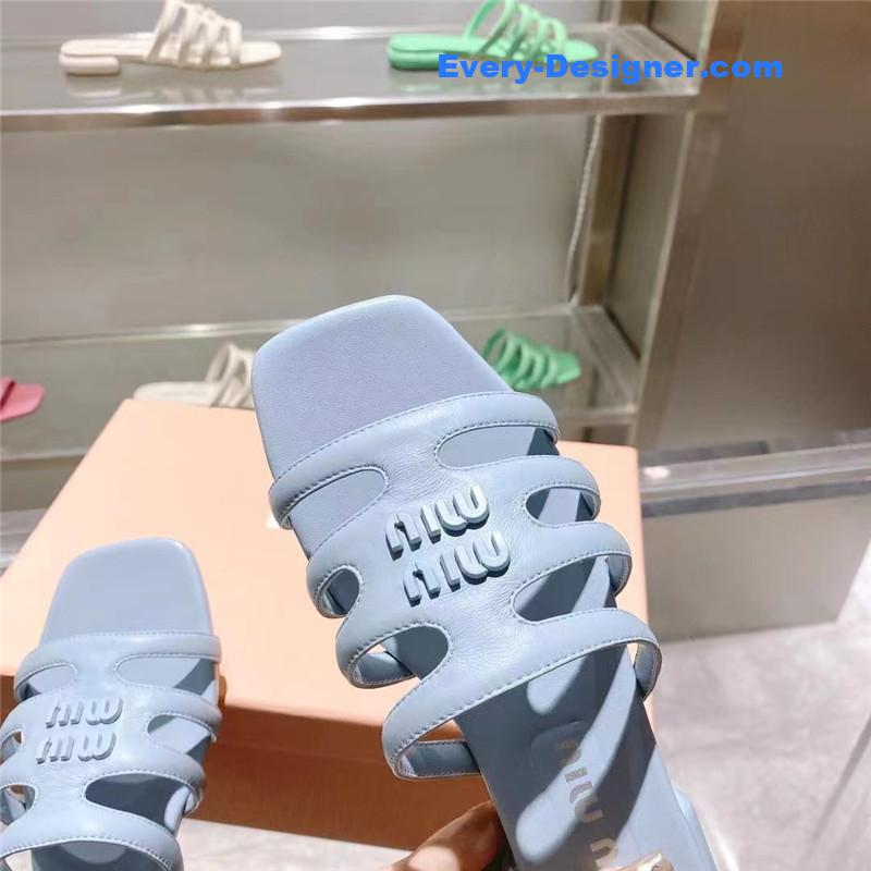 miumiu flat lambskin sandal slippers