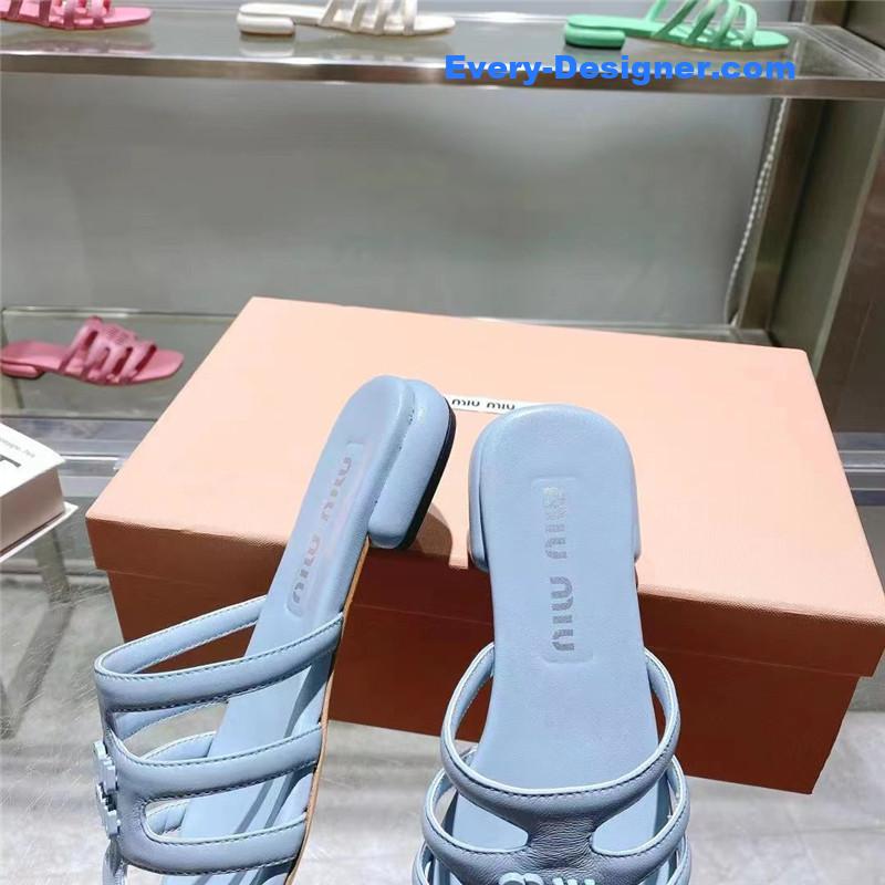 miumiu flat lambskin sandal slippers