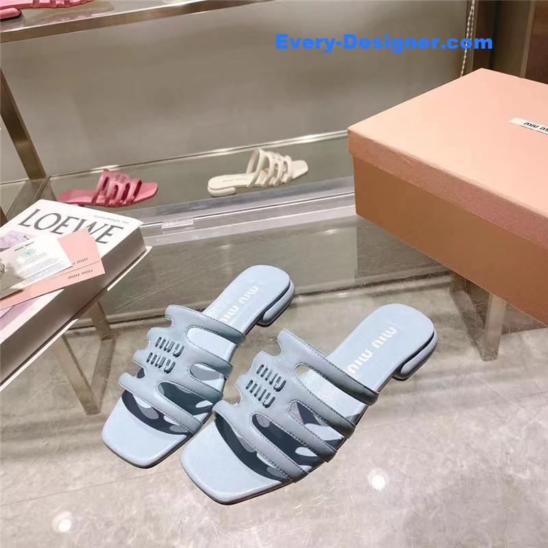 miumiu flat lambskin sandal slippers