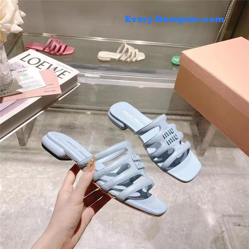 miumiu flat lambskin sandal slippers
